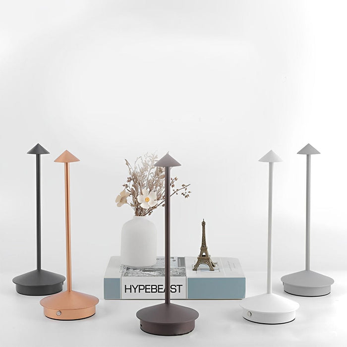 Long Rod Triangle Mushroom Table Lamp with 3 Step Dimmable USB Touch On/Off