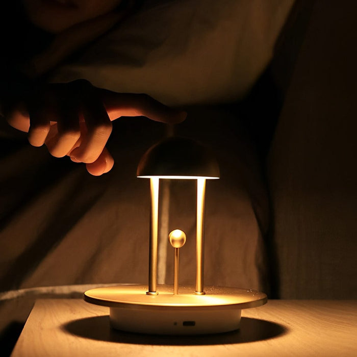 Electroplating Metal Golden Jingle Gesture Touch Dimming Table Lamp Rechargeable Night Light