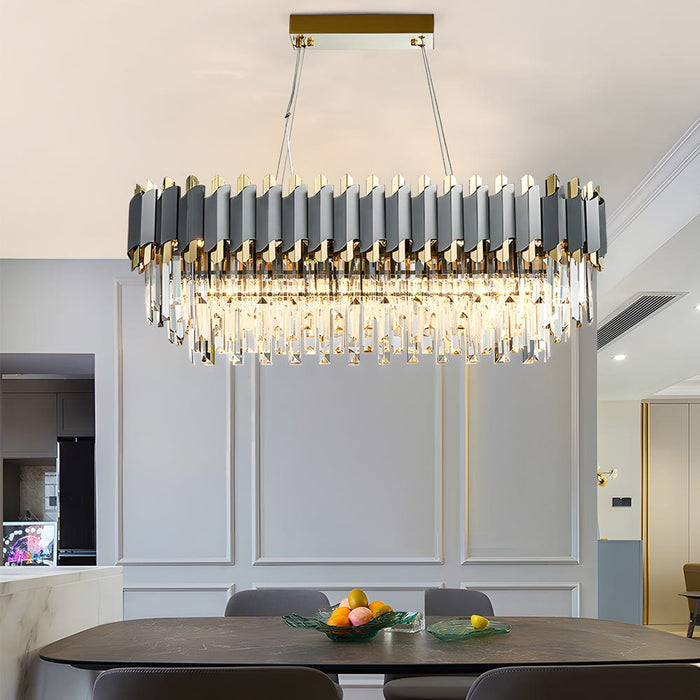 6/8-Light Crystal Layered Chandelier Dimmable Dining Room Pendant Lighting