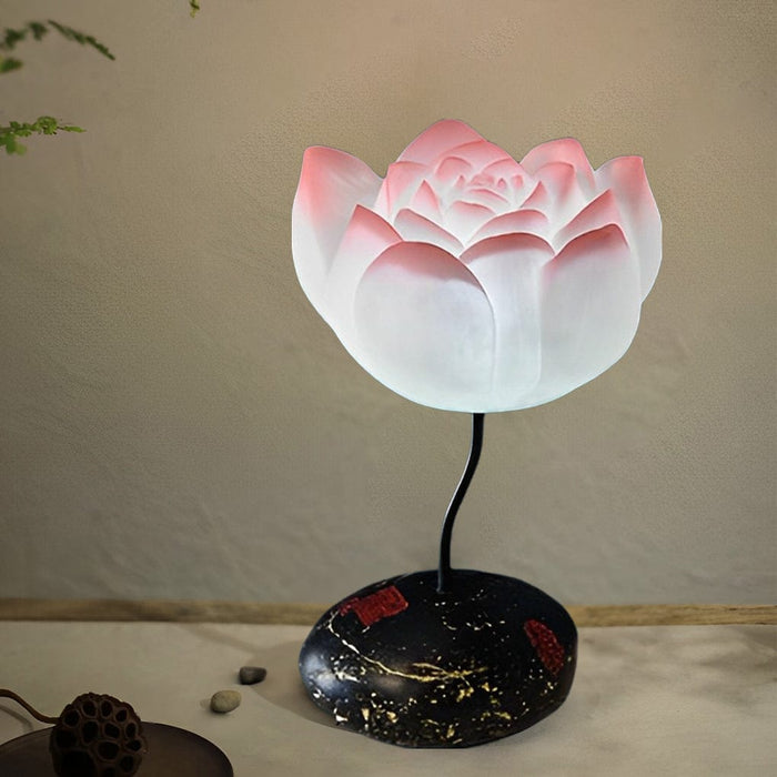 Iron Retro Multiple Sizes Lotus Flower Floor Lamp With Resin Base LED Standing Lamp