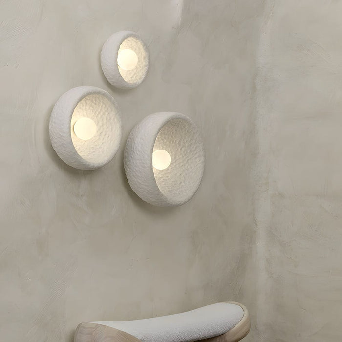 Japanese White Round 1-Light Wall Sconce. 3 Sizes