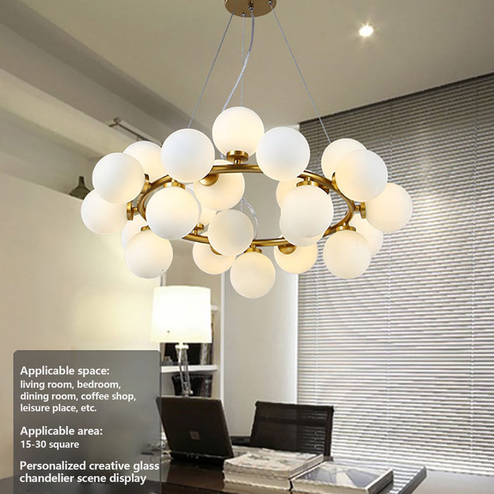 Modern LED Gold Glass Globe Chandelier Mid Century Pendant Lamp Ceiling Light