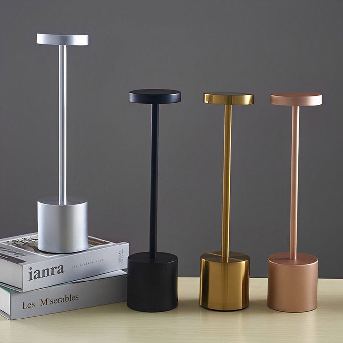 Electroplating Iron Rechargeable Portable Table Lamp LED Dimming Cordless Reading Light