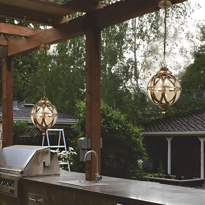 Waterproof Aluminum Glass Ball European-style Outdoor Chandelier Light