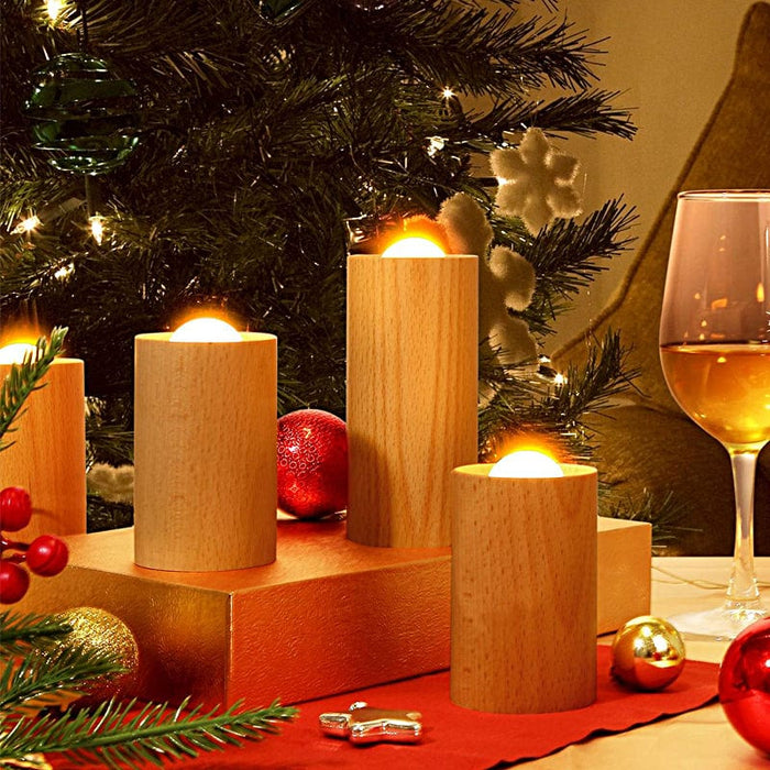 Wood Candlelight USB Rechargeable LED Airflow Control Modern Table Lamp