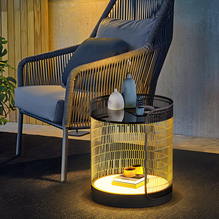 19'' LED Hardwired/Solar Powered Outdoor Floor Lamp Exterior Lantern