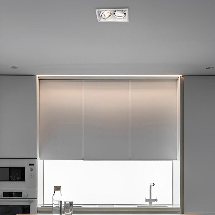 Rectangular 2 Lights Adjustable Three Step Dimming Recessed Spotlight