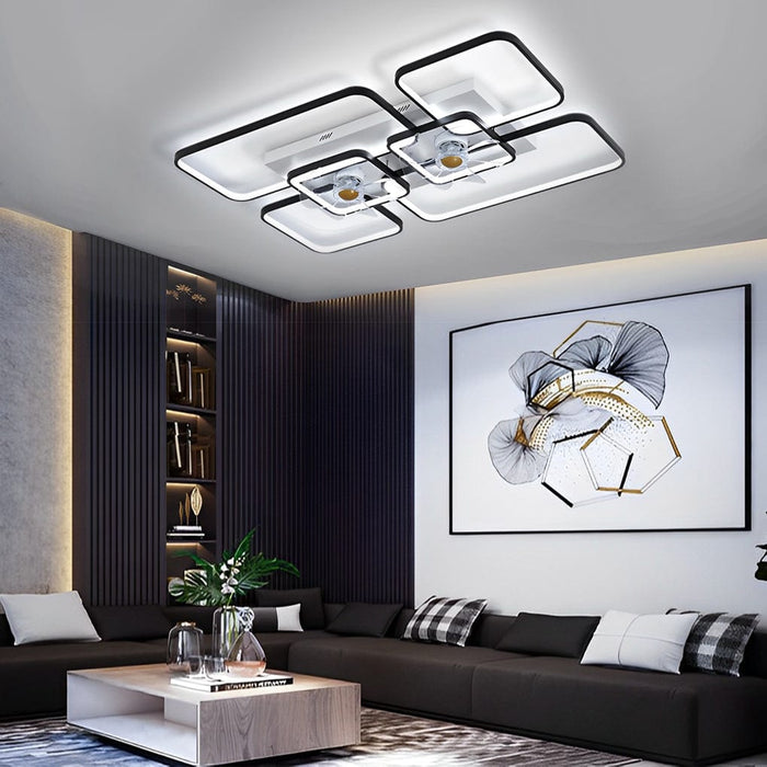 Rectangular Geometric LED Creative Nordic Invisible Ceiling Fan Lights
