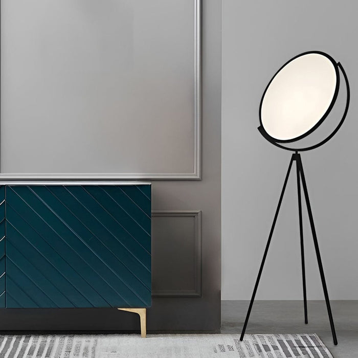 Metal Tripod Floor Lamp With 360° Round Adjustable Acylic Shade Decorate Standing Lamp