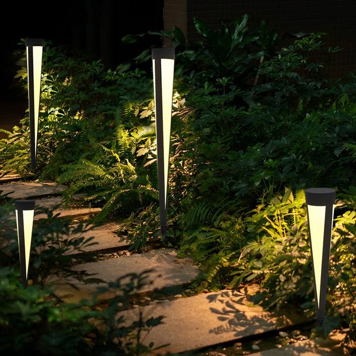 Round Outdoor Waterproof LED Gray Modern Solar Outdoor Lights Lawn Lamp