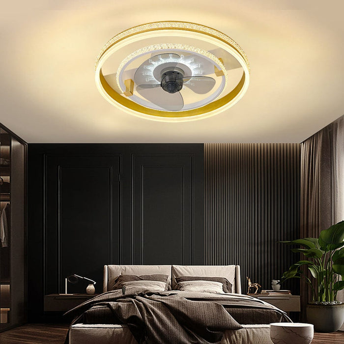 20'' Circular LED Modern Flush Mount Ceiling Fan with Lights
