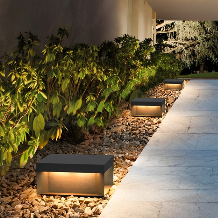 Square Stainless Steel LED Waterproof Modern Solar Fence Post Lights