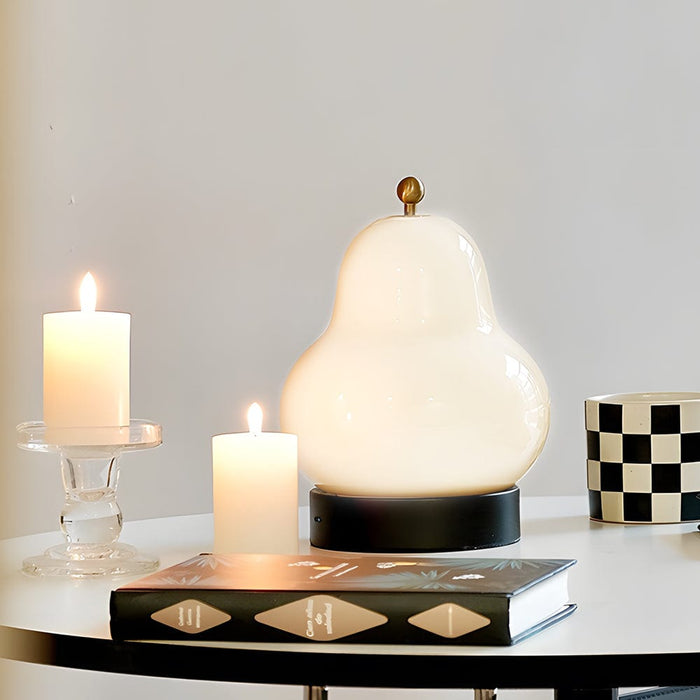 Portable Glass Pear USB Dimmable LED Table Lamp with Touch Switch