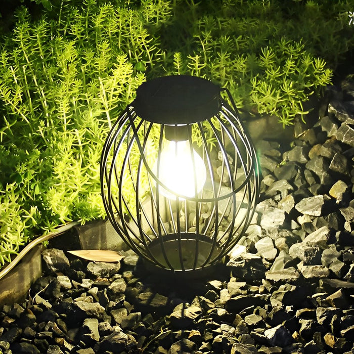 Waterproof Iron LED Portable Black Modern Solar Outdoor Lanterns Floor Lamp