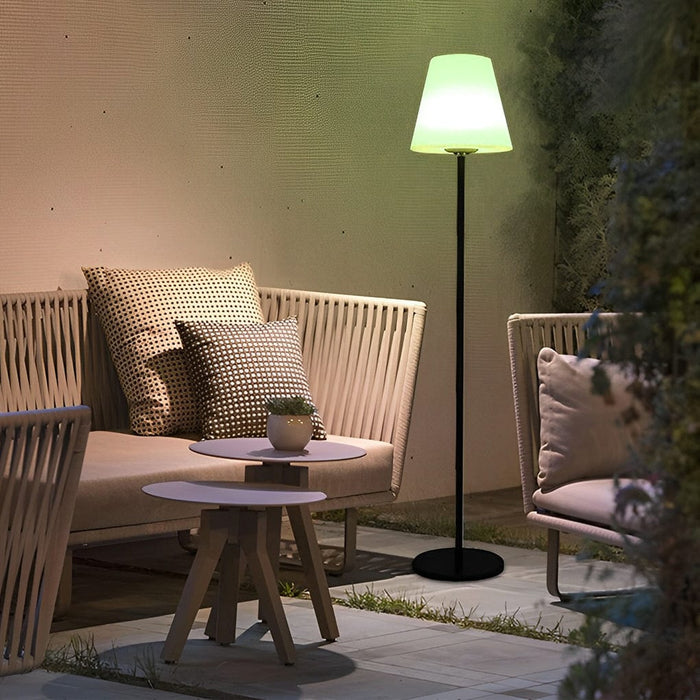 60'' Waterproof Minimalist Intelligent LED Solar Floor Lamp with Remote Outdoor Cone Standing Light