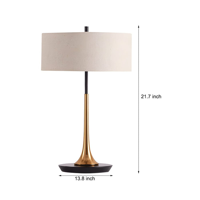 21.7'' H. Modern Horn-Shaped stand Table Lamp with Horizon Linen Fabric Drum Shade