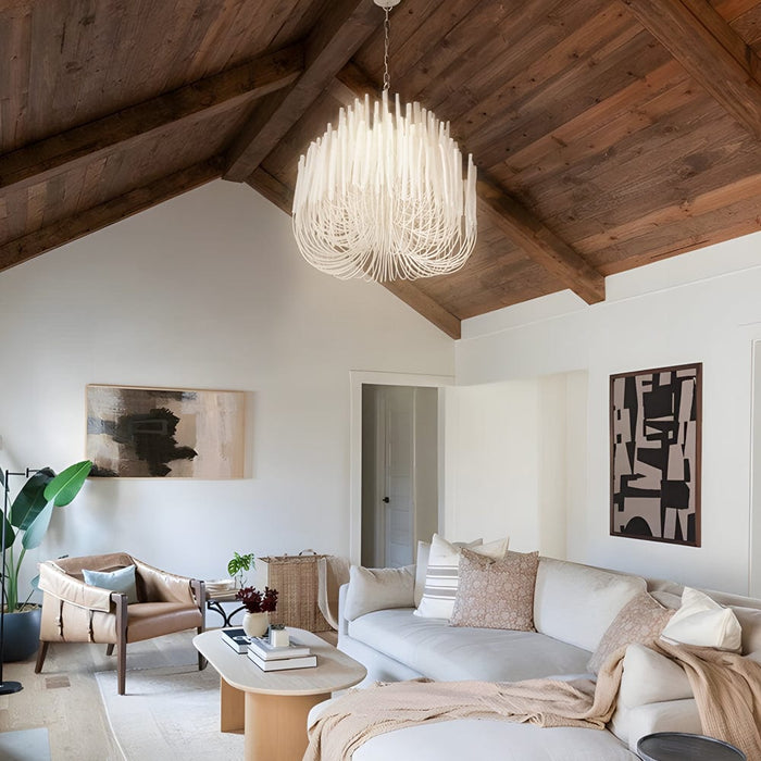 Modern White Classic Wood CandleStick Chandelier