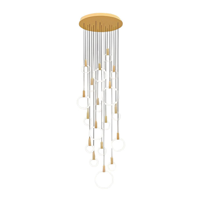 Minimalist Rings Stepless Dimming LED Nordic Duplex Stair Chandelier