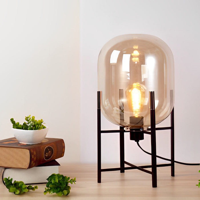 Industrial Iron Column Oda Floor Lamp With Hand-blown Clear Glass Shade LED Standing Lamp