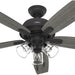 60 in. 5 Blade Ceiling Fan with Light, Matte Black Ceiling Fan, Hunter Ceiling Fan-11-ErisView