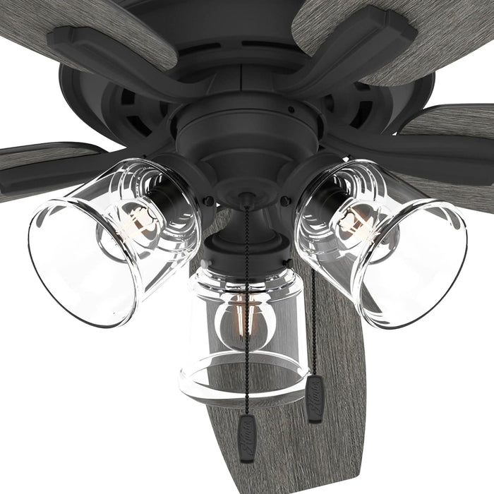 60 in. 5 Blade Ceiling Fan with Light, Matte Black Ceiling Fan, Hunter Ceiling Fan-6-ErisView