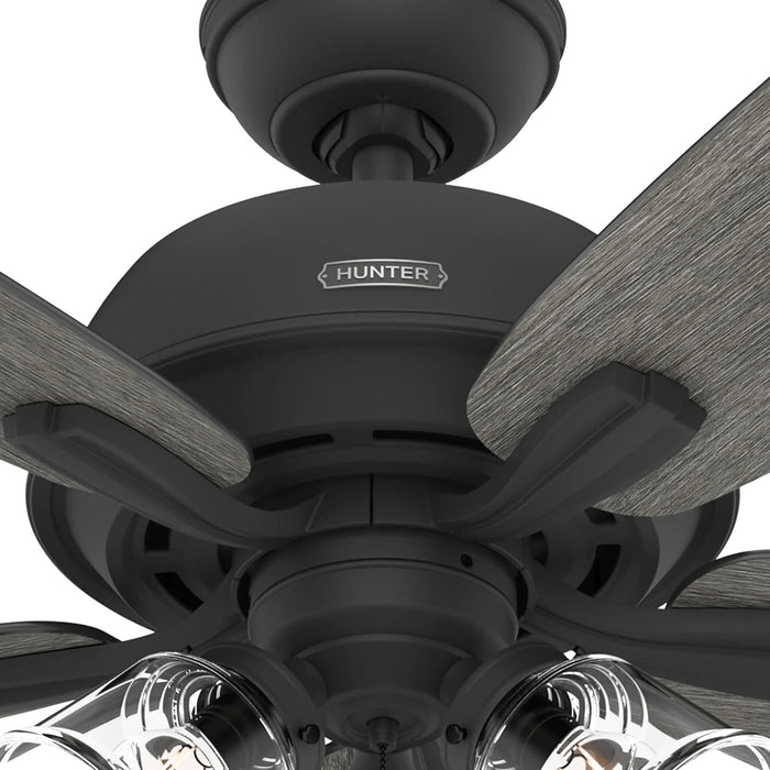 60 in. 5 Blade Ceiling Fan with Light, Matte Black Ceiling Fan, Hunter Ceiling Fan-8-ErisView