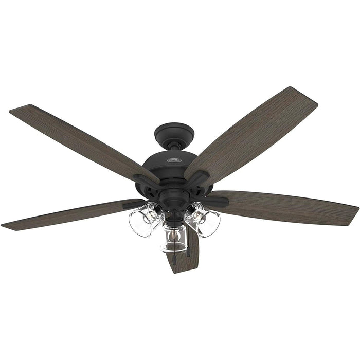 60 in. 5 Blade Ceiling Fan with Light, Matte Black Ceiling Fan, Hunter Ceiling Fan-9-ErisView