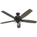 60 in. 5 Blade Ceiling Fan with Light, Matte Black Ceiling Fan, Hunter Ceiling Fan-9-ErisView
