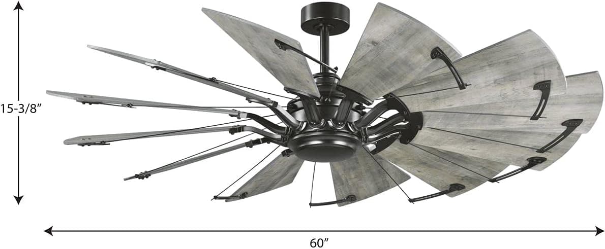 60 in. Big Matte Black Farmhouse Reversible Ceiling Fan, Mid Century Modern Ceiling Fan-17-ErisView