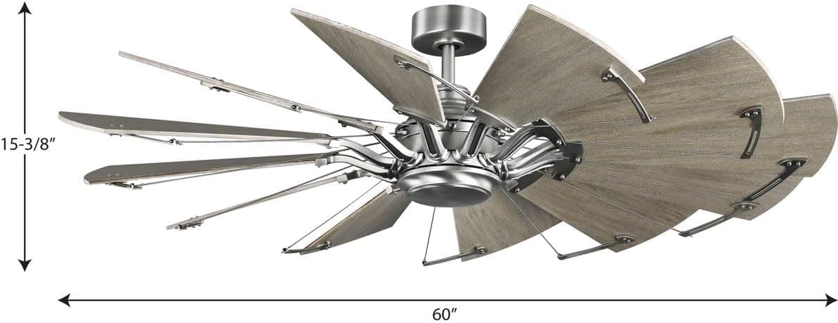60 in. Big Matte Black Farmhouse Reversible Ceiling Fan, Mid Century Modern Ceiling Fan-33-ErisView