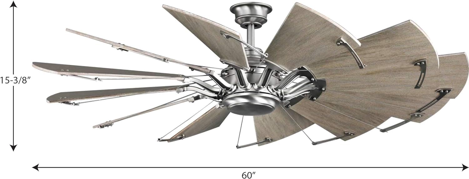 60 in. Big Matte Black Farmhouse Reversible Ceiling Fan, Mid Century Modern Ceiling Fan-34-ErisView