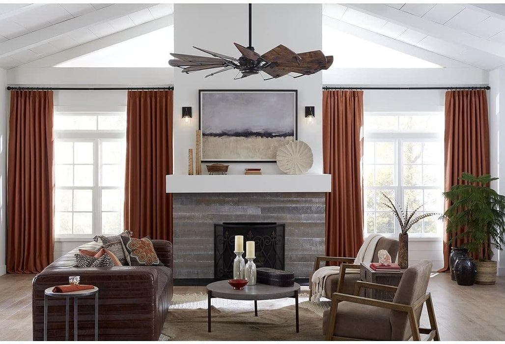 60 in. Big Matte Black Farmhouse Reversible Ceiling Fan, Mid Century Modern Ceiling Fan-40-ErisView