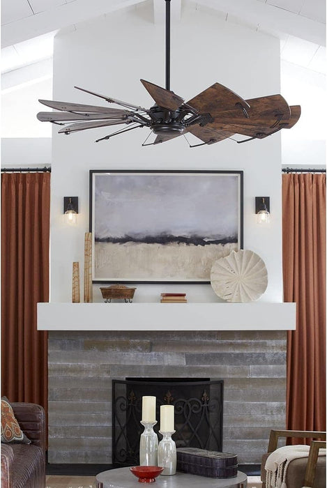 60 in. Big Matte Black Farmhouse Reversible Ceiling Fan, Mid Century Modern Ceiling Fan-41-ErisView