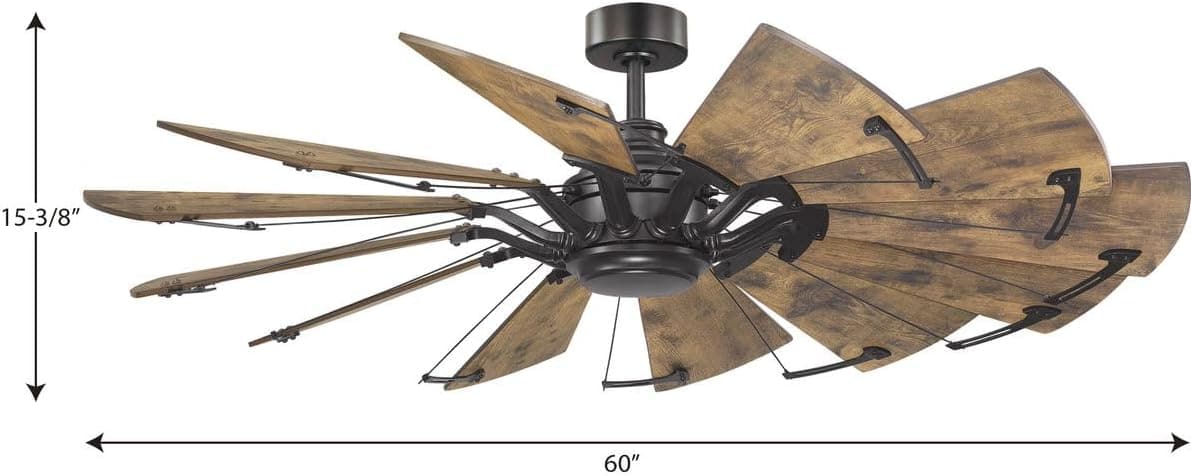 60 in. Big Matte Black Farmhouse Reversible Ceiling Fan, Mid Century Modern Ceiling Fan-50-ErisView