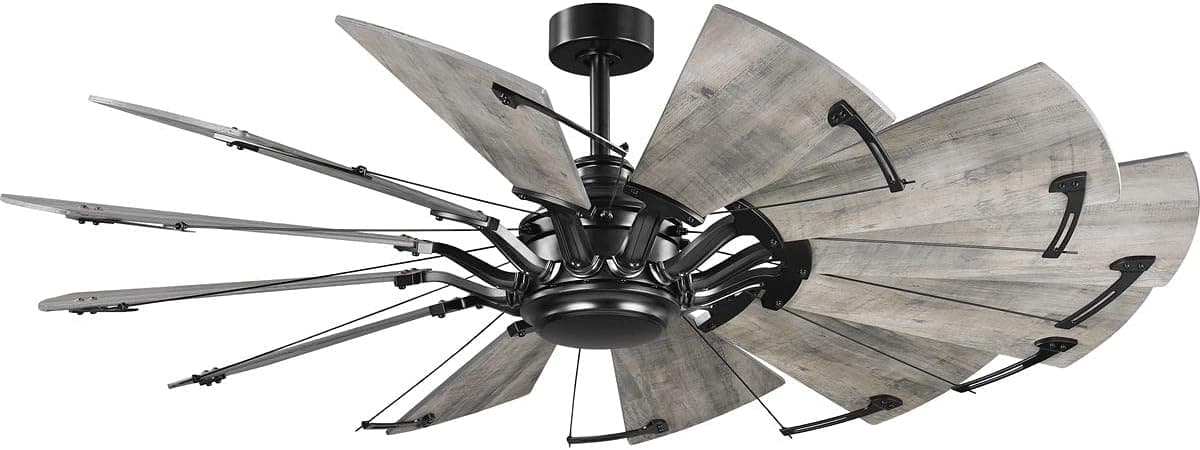 60 in. Big Matte Black Farmhouse Reversible Ceiling Fan, Mid Century Modern Ceiling Fan-1-ErisView