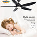 60 in. Black Ceiling Fan with Light and Remote Control, Dimmable 3 LED Ceiling Fan and Light, Modern Reversible DC Ceiling Fan for Living Room Bedroom-2-ErisView