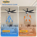 60 in. Black Ceiling Fan with Light and Remote Control, Dimmable 3 LED Ceiling Fan and Light, Modern Reversible DC Ceiling Fan for Living Room Bedroom-3-ErisView