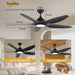 60 in. Black Ceiling Fan with Light and Remote Control, Dimmable 3 LED Ceiling Fan and Light, Modern Reversible DC Ceiling Fan for Living Room Bedroom-6-ErisView