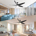 60 in. Black Ceiling Fan with Light and Remote, Modern Large Ceiling Fan for Patio, Farmhouse Reversible Ceiling Fan for Bedroom Living Room Office-2-ErisView