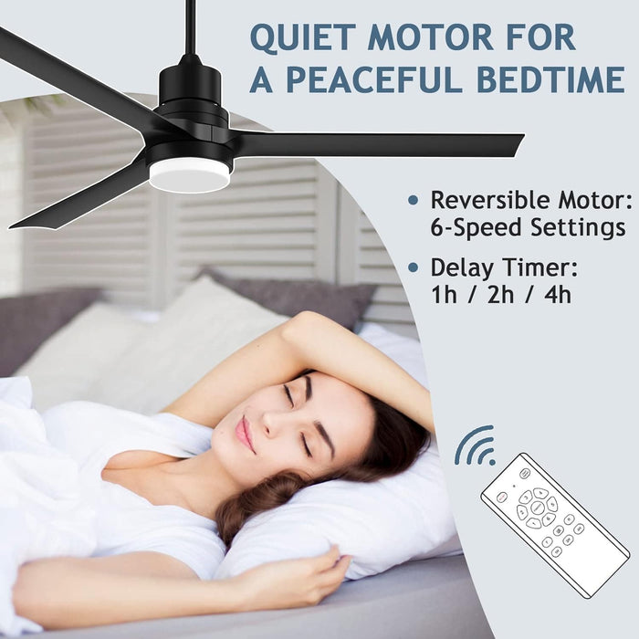 60 in. Black Ceiling Fan with Remote for Living Room, Bedroom Ceiling Fans, Modern Reversible DC Ceiling Fan, Outdoor Patio Ceiling Fans-2-ErisView