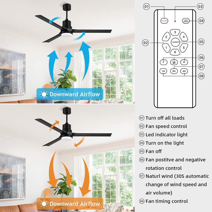 60 in. Black Ceiling Fan with Remote for Living Room, Bedroom Ceiling Fans, Modern Reversible DC Ceiling Fan, Outdoor Patio Ceiling Fans-3-ErisView