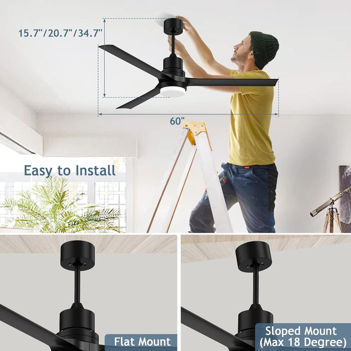 60 in. Black Ceiling Fan with Remote for Living Room, Bedroom Ceiling Fans, Modern Reversible DC Ceiling Fan, Outdoor Patio Ceiling Fans-4-ErisView