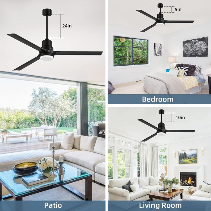60 in. Black Ceiling Fan with Remote for Living Room, Bedroom Ceiling Fans, Modern Reversible DC Ceiling Fan, Outdoor Patio Ceiling Fans-5-ErisView