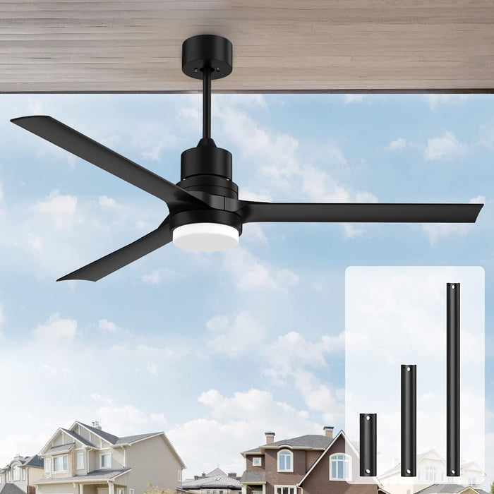60 in. Black Ceiling Fan with Remote for Living Room, Bedroom Ceiling Fans, Modern Reversible DC Ceiling Fan, Outdoor Patio Ceiling Fans-1-ErisView