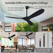 60 in. Black Ceiling Fan without Lights, Reversible Fan in Winter Summer, 3 Blades, Outdoor Fan for Patio, Indoor Ceiling Fan for Living Room Bedroom-2-ErisView