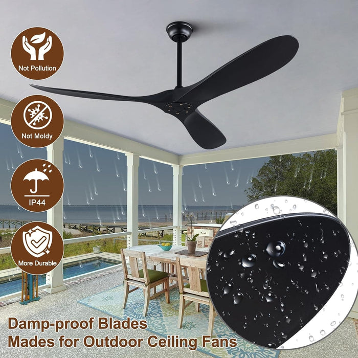 60 in. Black Ceiling Fan without Lights, Reversible Fan in Winter Summer, 3 Blades, Outdoor Fan for Patio, Indoor Ceiling Fan for Living Room Bedroom-6-ErisView