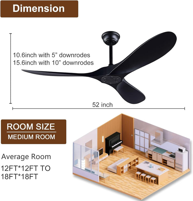 60 in. Black Ceiling Fan without Lights, Reversible Fan in Winter Summer, 3 Blades, Outdoor Fan for Patio, Indoor Ceiling Fan for Living Room Bedroom-7-ErisView