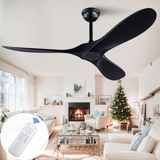 60 in. Black Ceiling Fan without Lights, Reversible Fan in Winter Summer, 3 Blades, Outdoor Fan for Patio, Indoor Ceiling Fan for Living Room Bedroom-1-ErisView