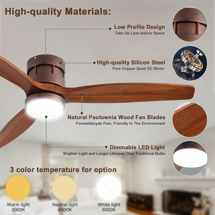 60 in. Black Fans with Lights and Remote Control, Modern Smart Industrial Ceiling Fans for Bedroom Living Room, 3 Blade Wood Propeller Ceiling Fan-13-ErisView