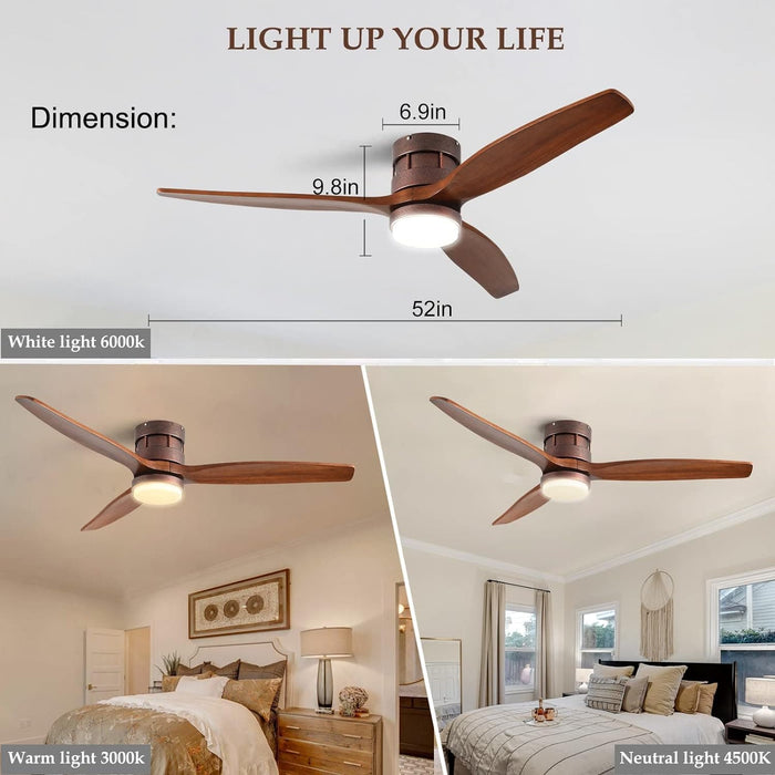 60 in. Black Fans with Lights and Remote Control, Modern Smart Industrial Ceiling Fans for Bedroom Living Room, 3 Blade Wood Propeller Ceiling Fan-15-ErisView